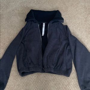 Lululemon Charcoal Plush Cropped Zip Up
